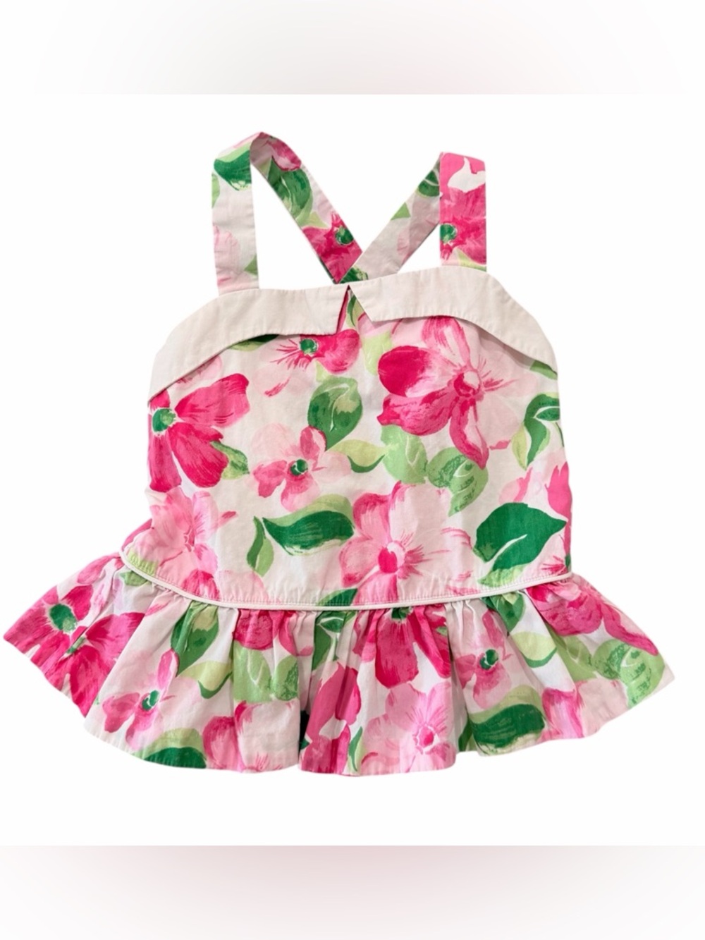 Janie and Jack Pink and Green Floral Summer Tank Top Shirt